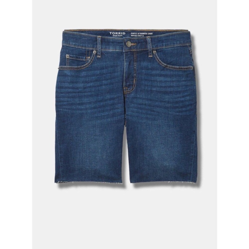 Torrid dark wash perfect Bermuda cut off shorts 16